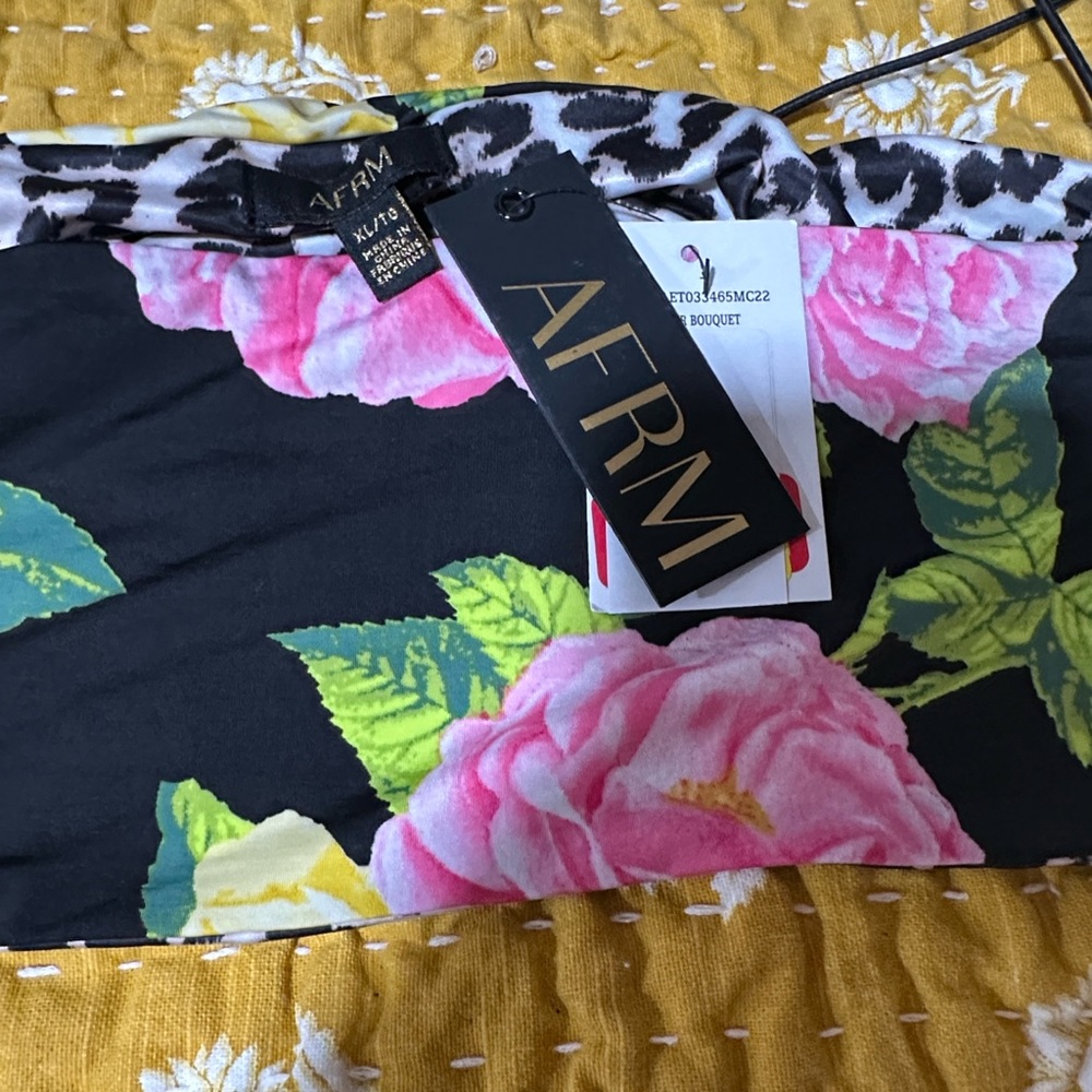 AFRM Black Floral Bikini Top